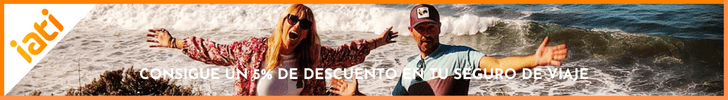 Banner publicitario de IATI Seguros con un 5% de descuento en tu seguro de viaje.