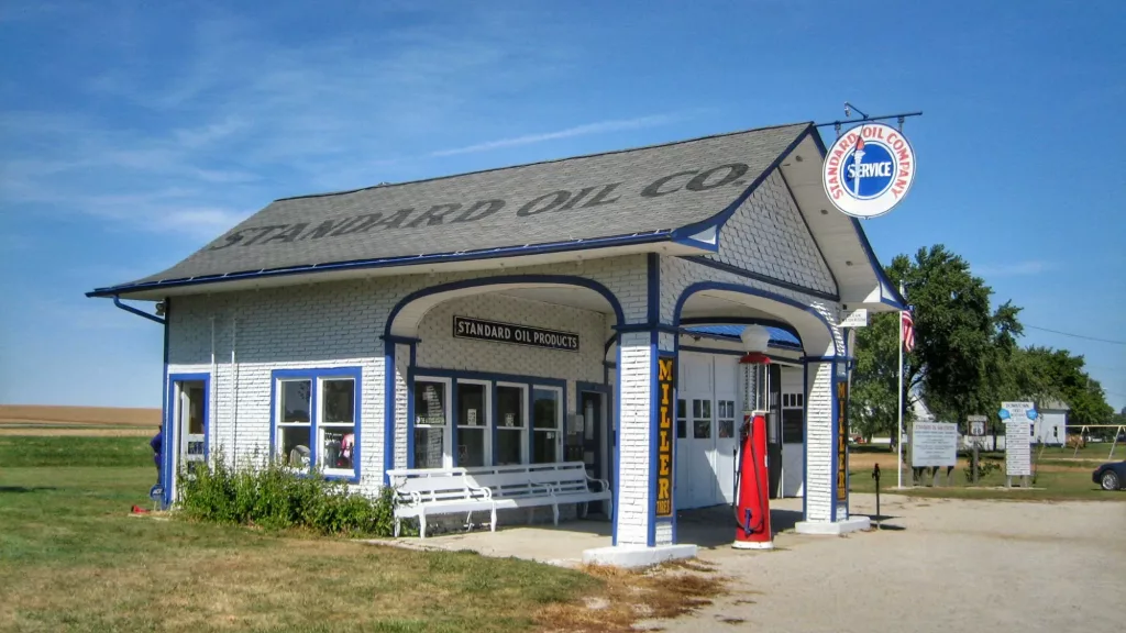Antigua gasolinera Standard Oil en la Ruta 66 en Illinois.